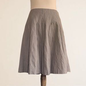 CAbi Liverpool Pleated Riding Skirt Brown Lined Knee Length Cotton